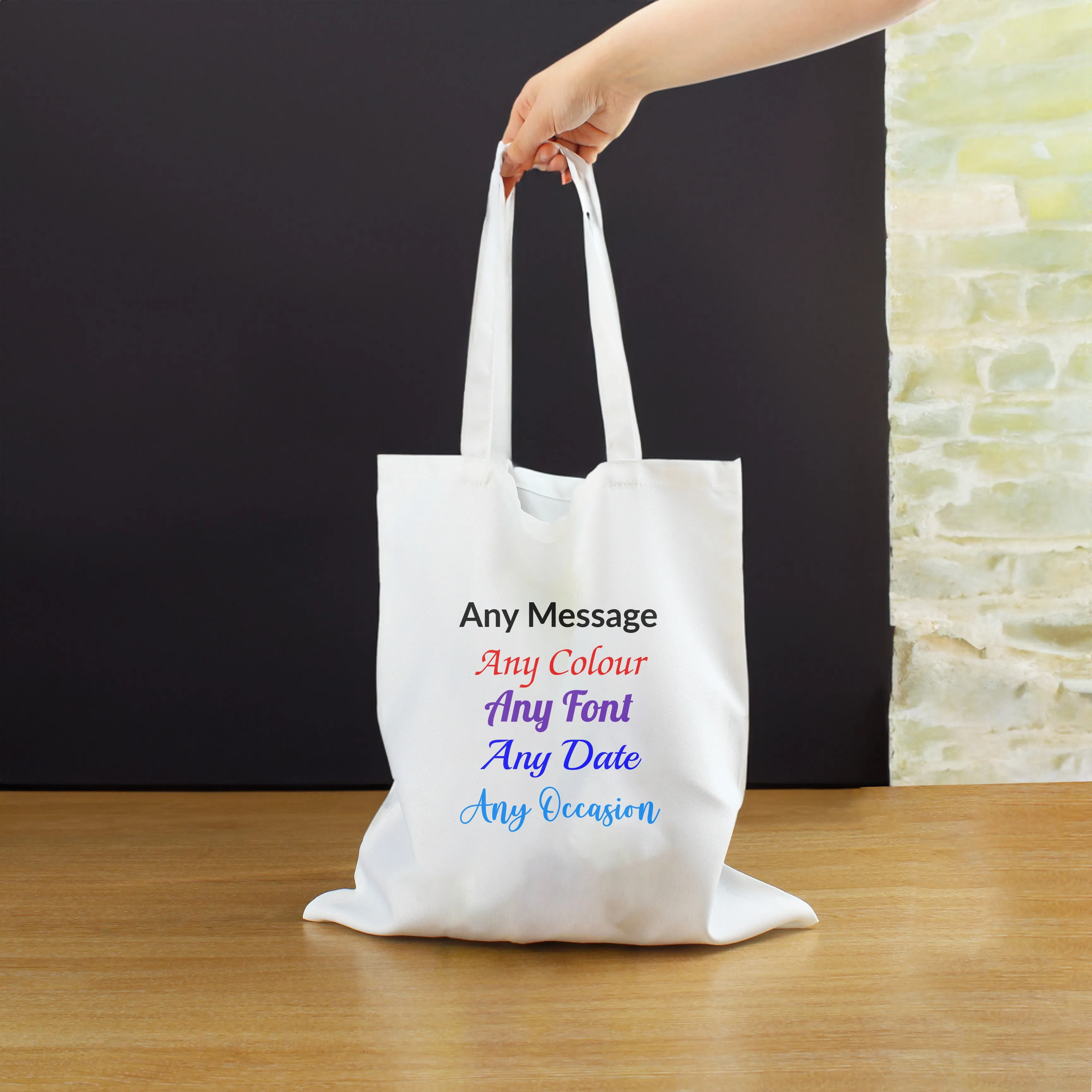 Printed Tote Bag, Any Message, Any Colour, Short Handled, 38x40cm