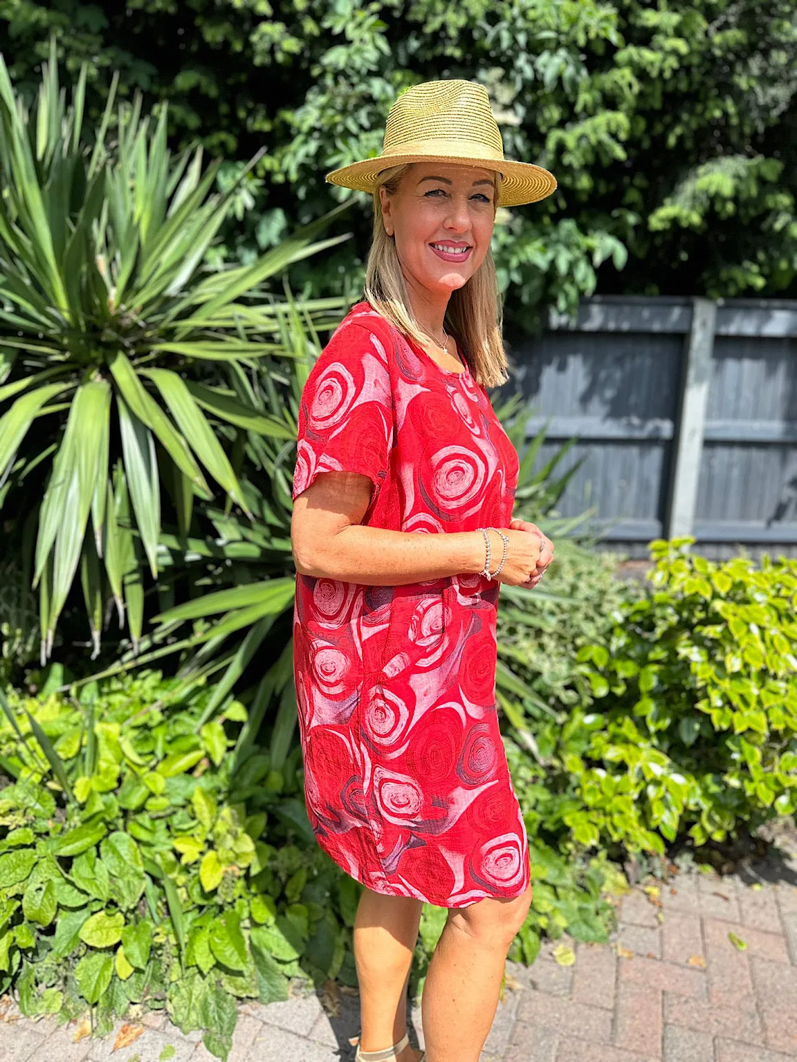 Red Swirl Pocket Dress Rebecca