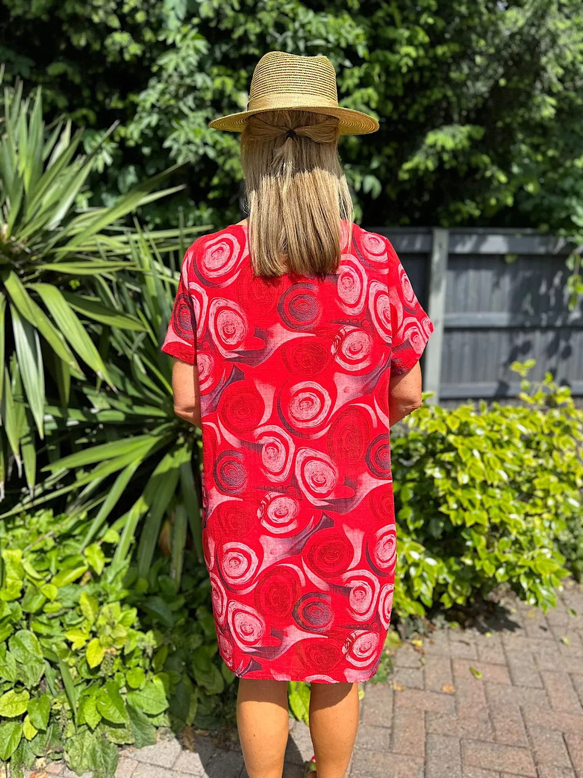 Red Swirl Pocket Dress Rebecca