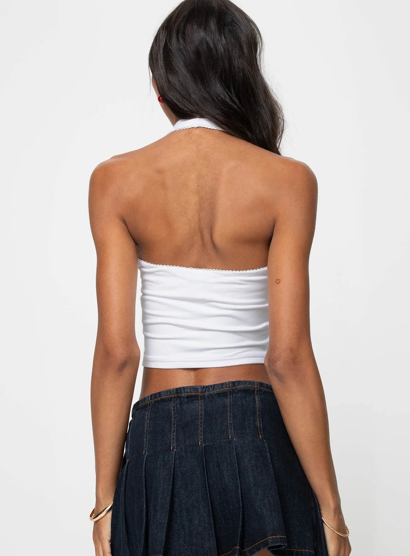 Roche Bow Halter Top White