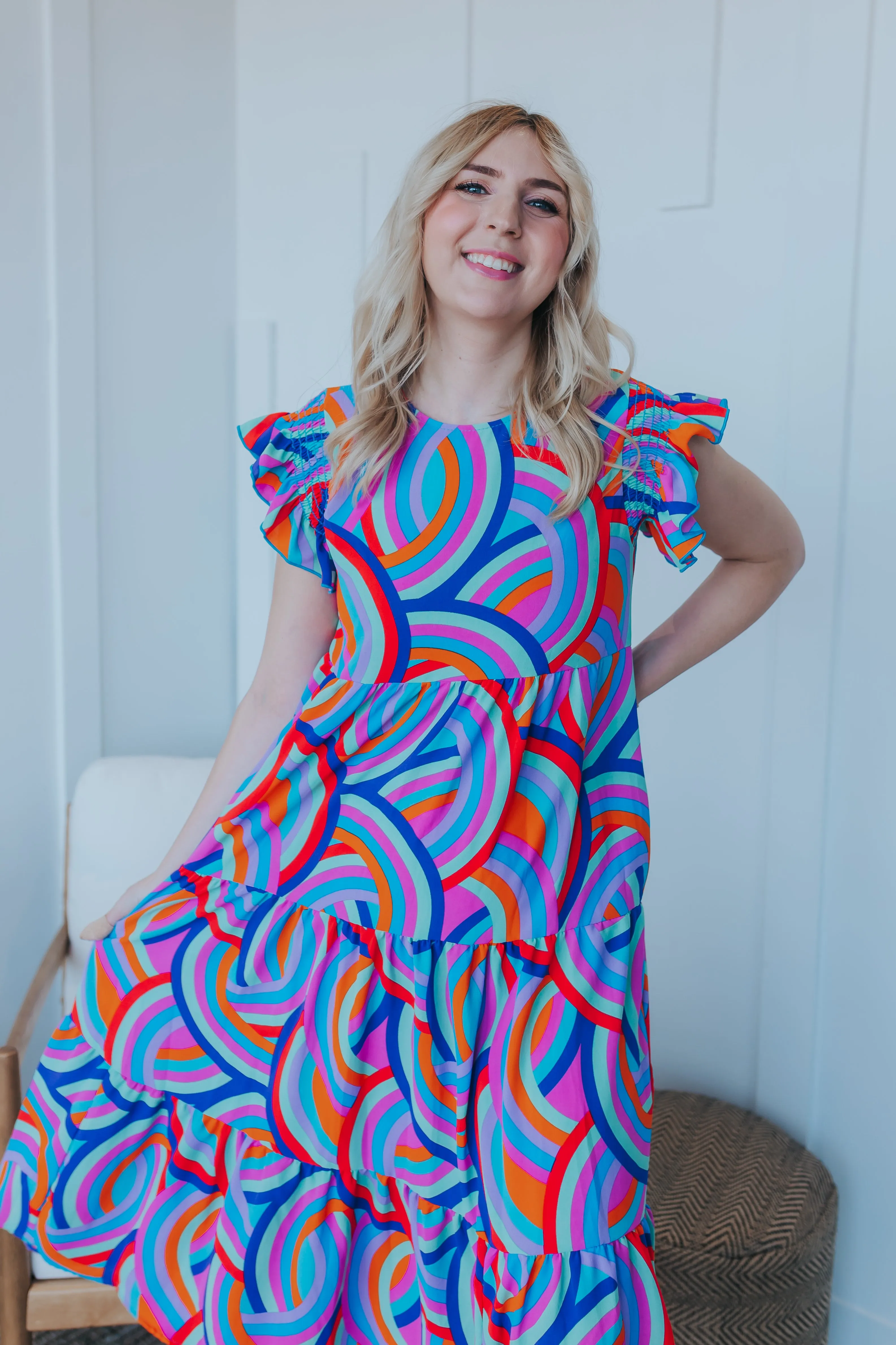 Ruffled Geo Maxi Dress