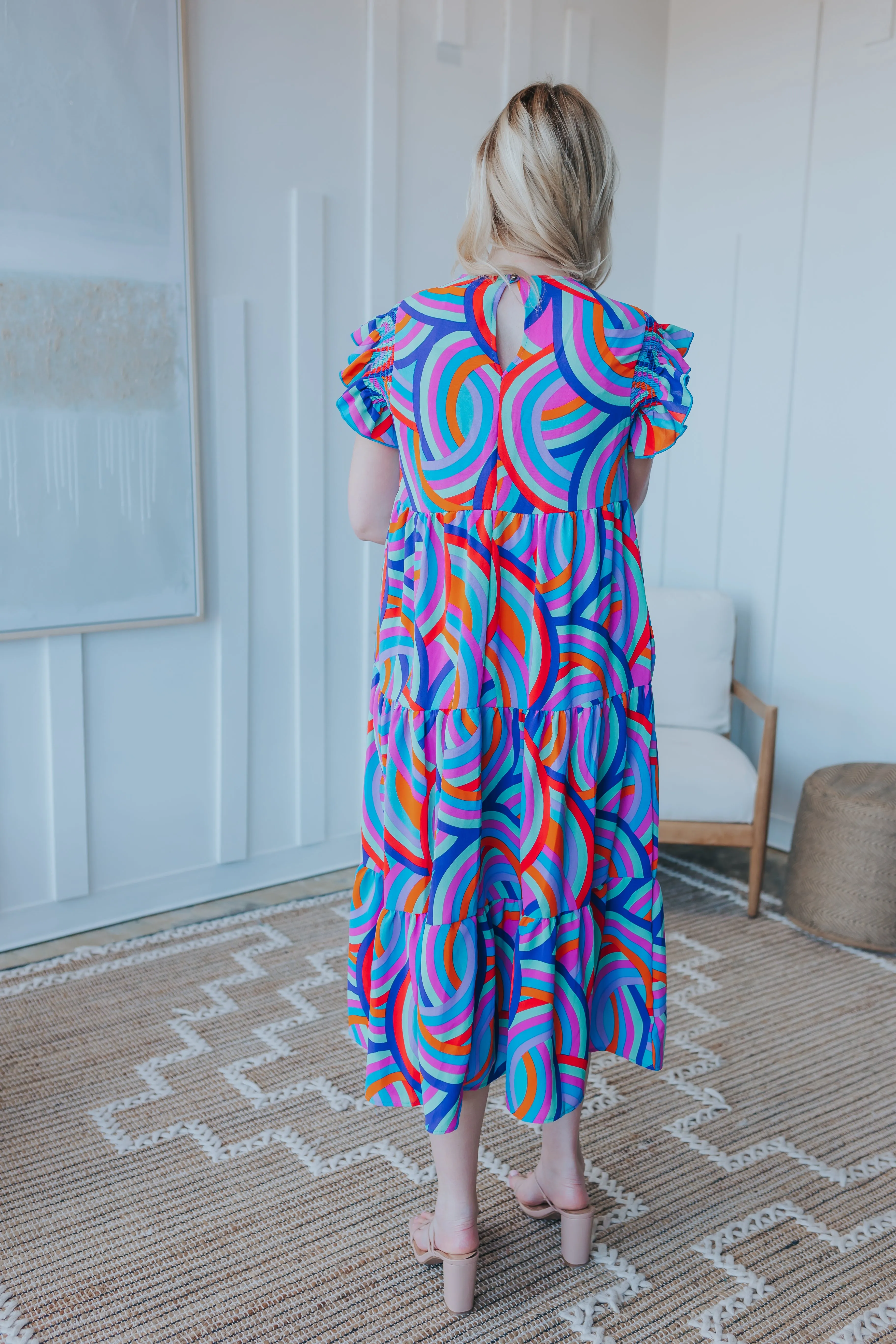 Ruffled Geo Maxi Dress