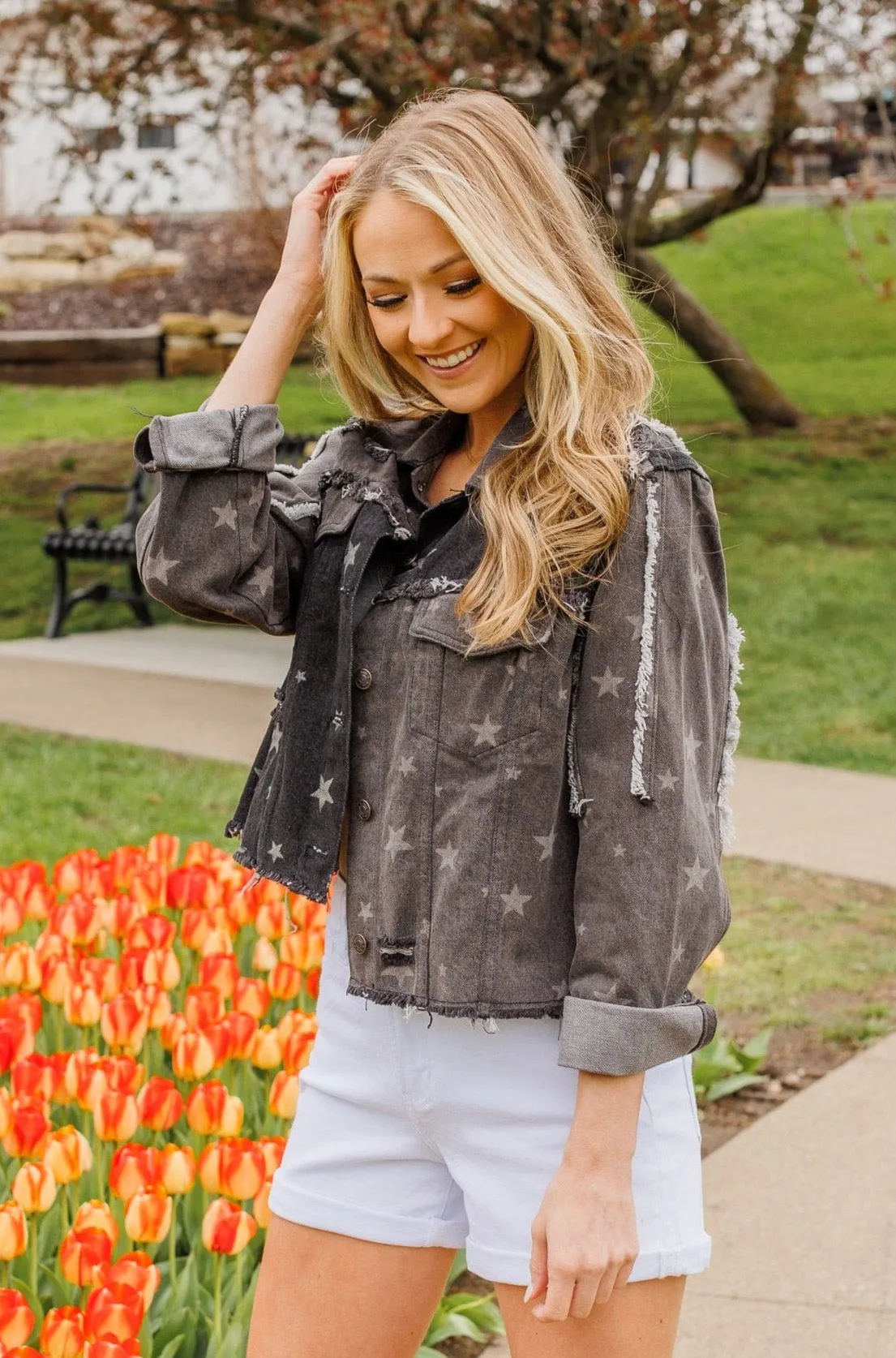 Rugged Beauty Distressed Jacket- Black