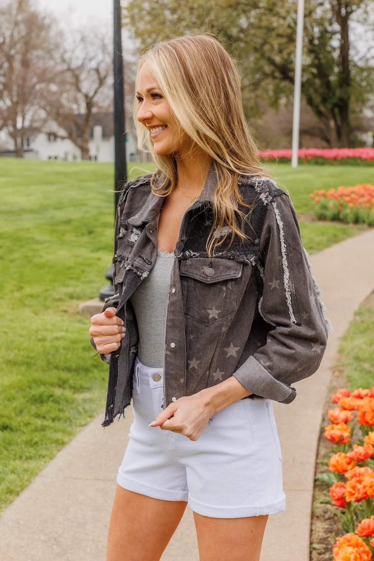 Rugged Beauty Distressed Jacket- Black