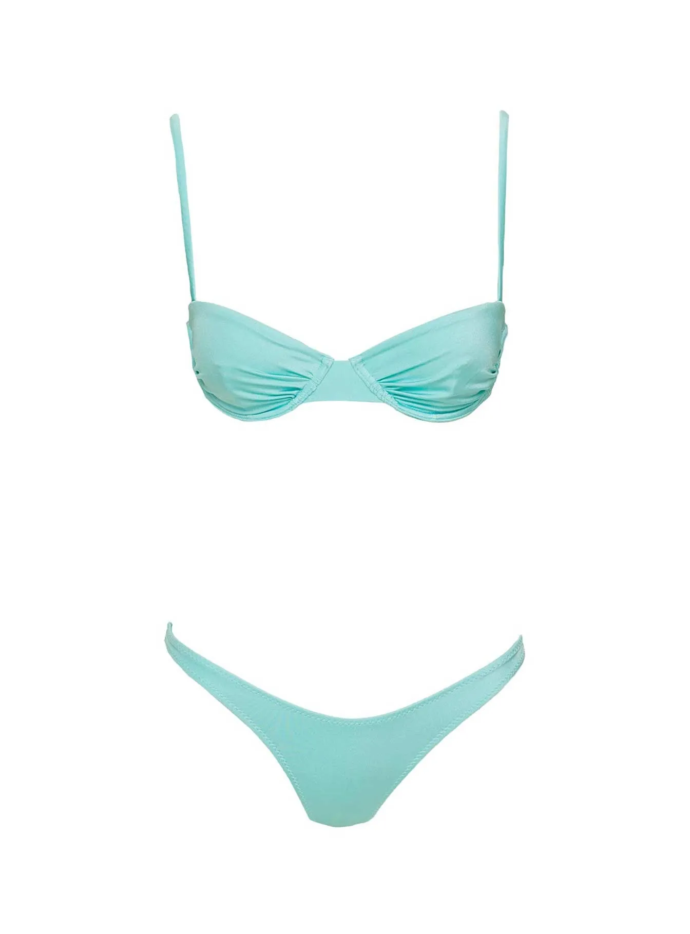 Sadley Underwire Shine Bikini Top Turquoise