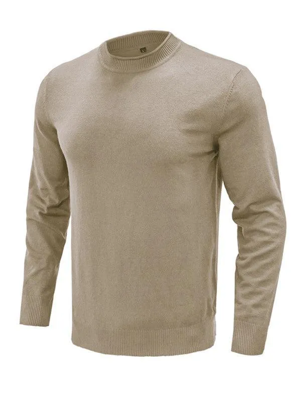 Solid Crew Neck Pullover Men Sweater