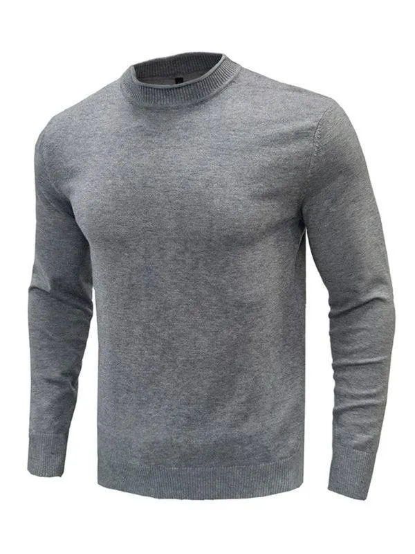 Solid Crew Neck Pullover Men Sweater