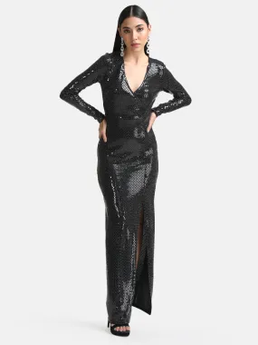 Stickon Sequin Wrap Maxi Dress With Slit