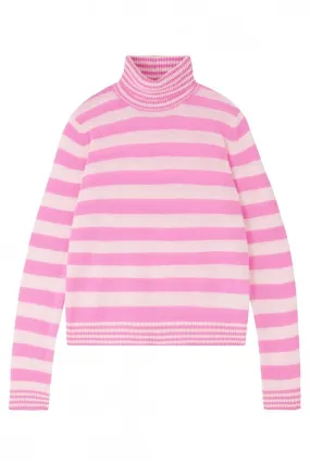 Stripe Roll Collar Sweater in Pinks    