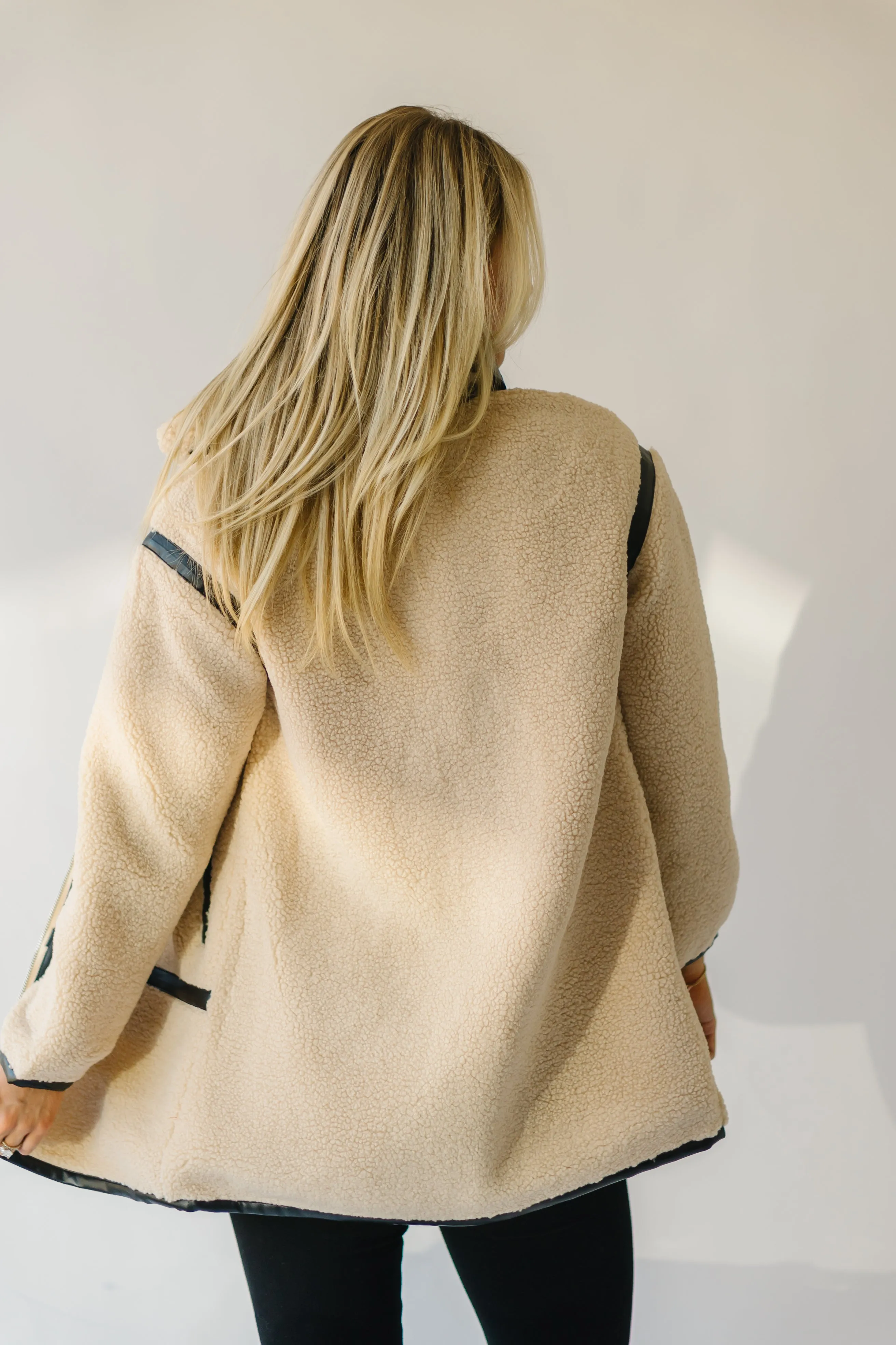 The Evren Sherpa Turtleneck Jacket in Cream