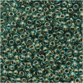 Toho Round Seed Beads 11/0 990 'Gold Lined Aqua' 8 Gram Tube