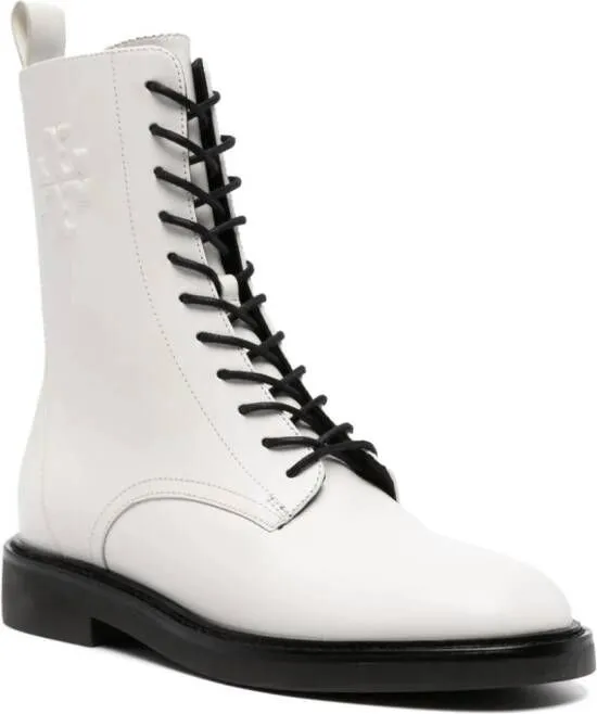 Tory Burch Double T combat boots White