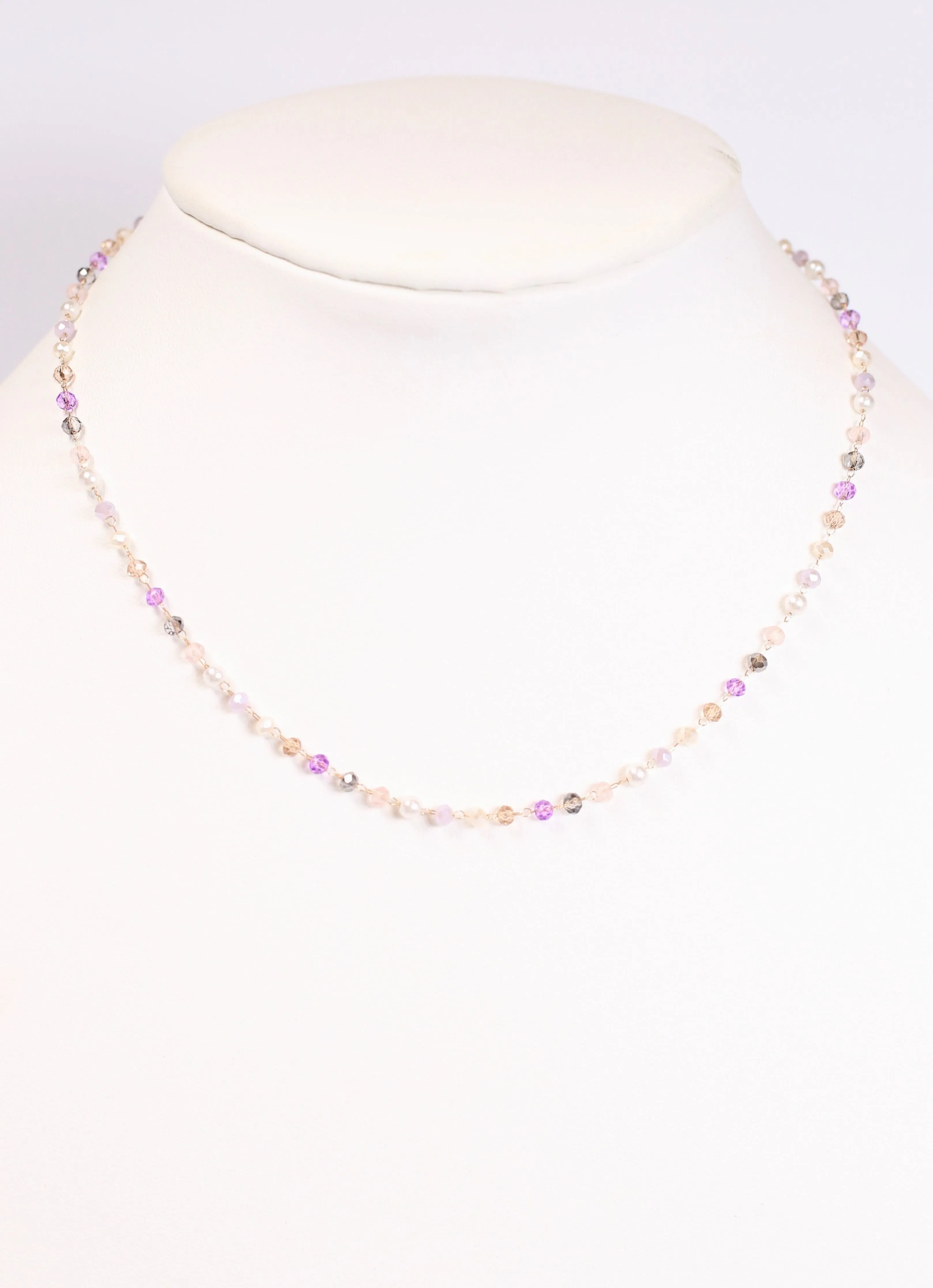 Valerie Glass Beaded Necklace LAVENDER