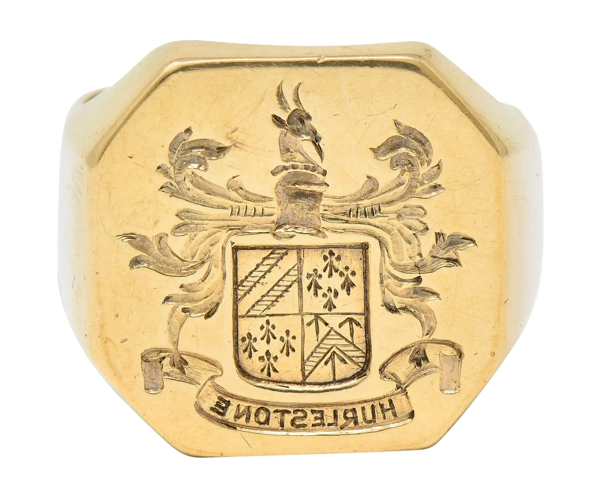 Victorian 14 Karat Gold Men's Heraldry Signet Ring