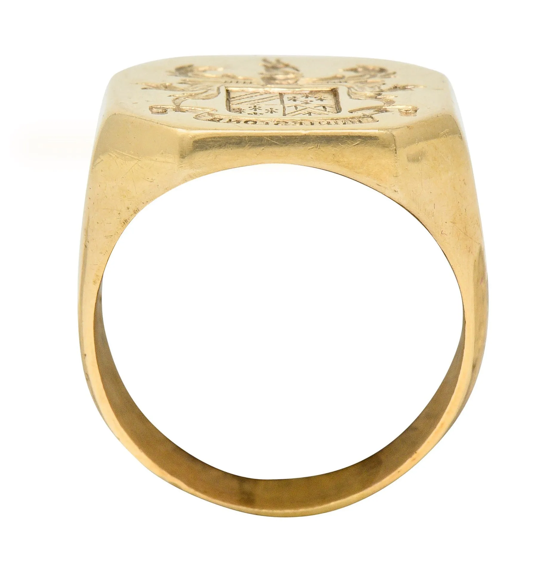 Victorian 14 Karat Gold Men's Heraldry Signet Ring