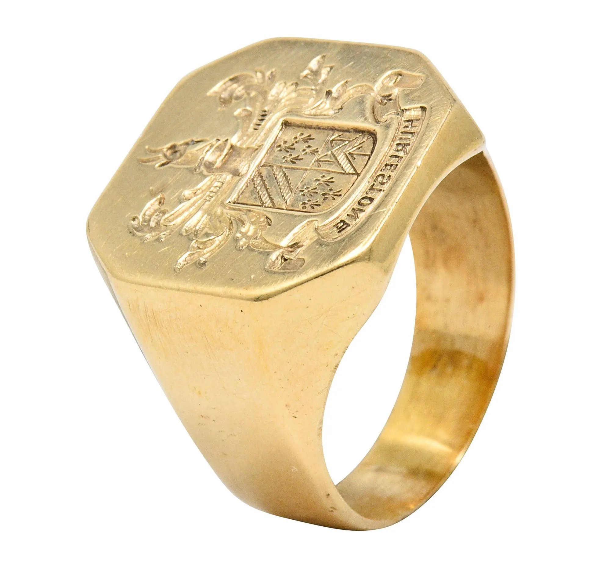 Victorian 14 Karat Gold Men's Heraldry Signet Ring