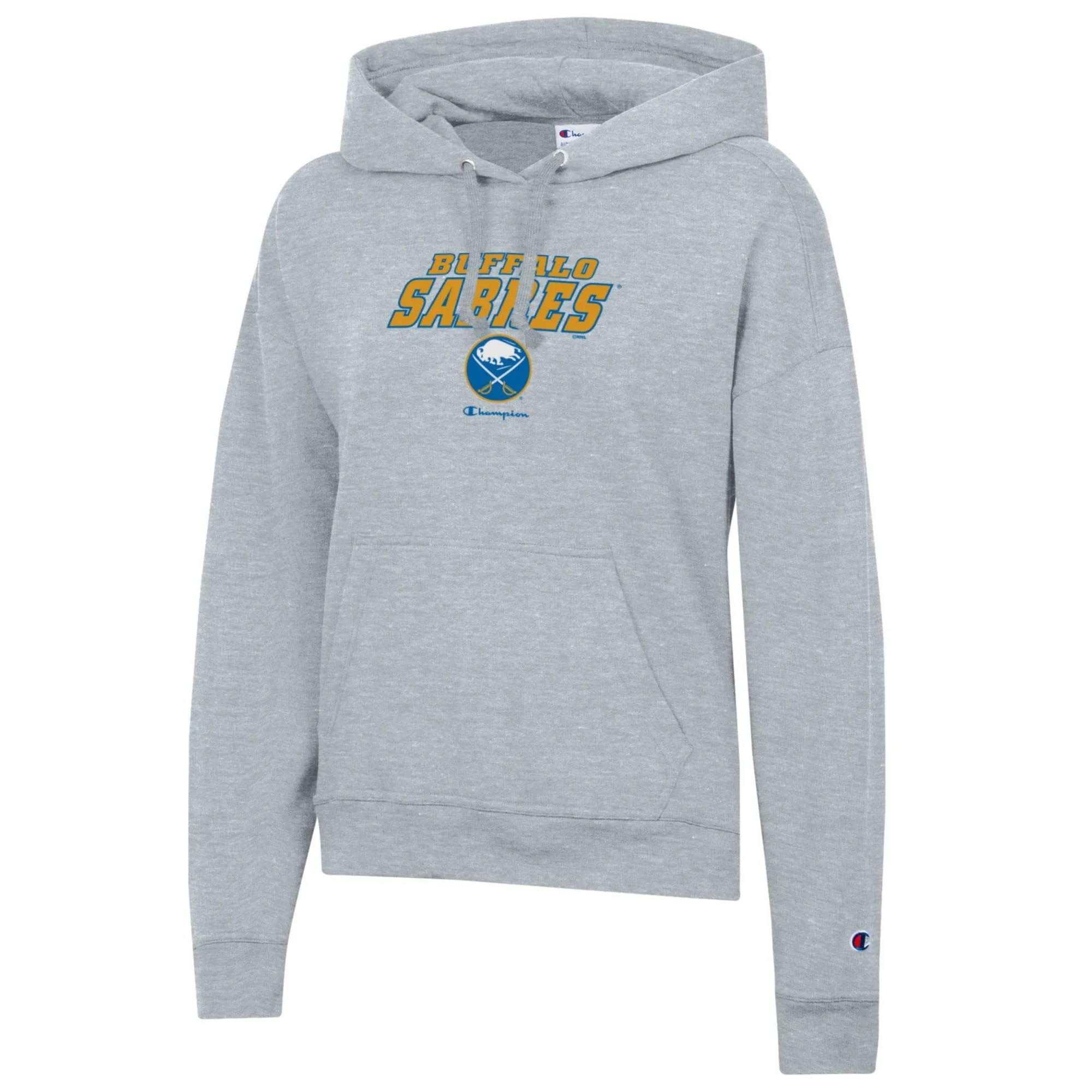 Women's Buffalo Sabres Champion Gray Powerblend Fleece Pullover Hoodie