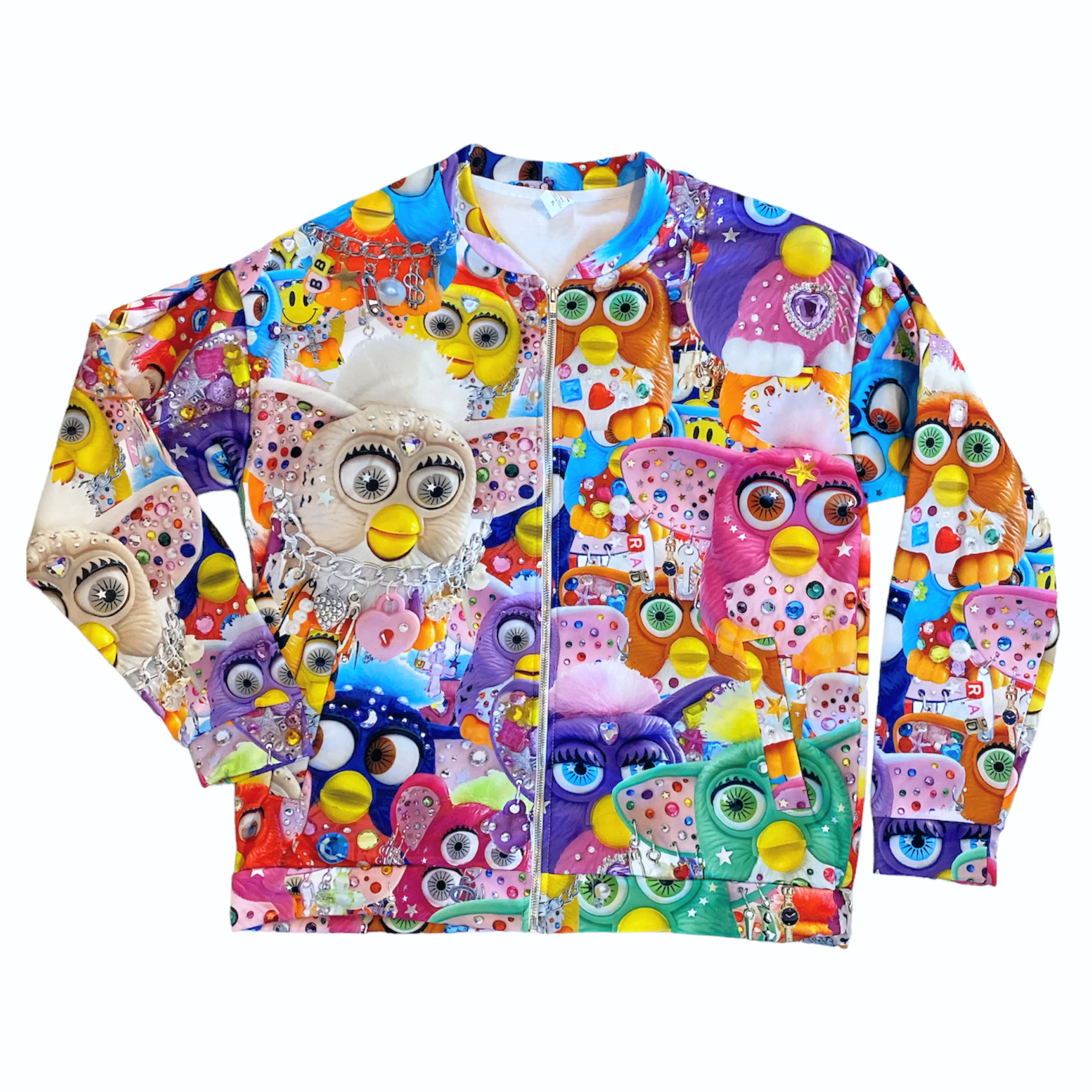 XL UNISEX BEDAZZLED FURBY TRACK JACKET